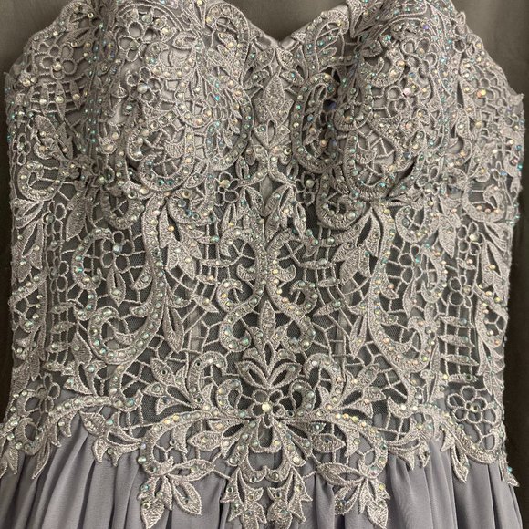 Size 3 Purple/Grey long formal dress - Picture 4 of 5